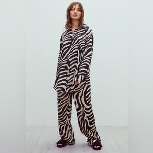 Zebra Print Long Sleeve Top and Pants SET